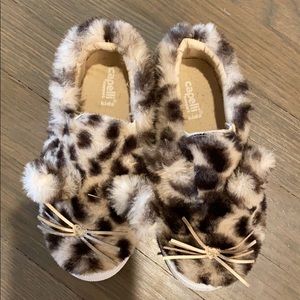 Slip on furry shoes for toddler girl
